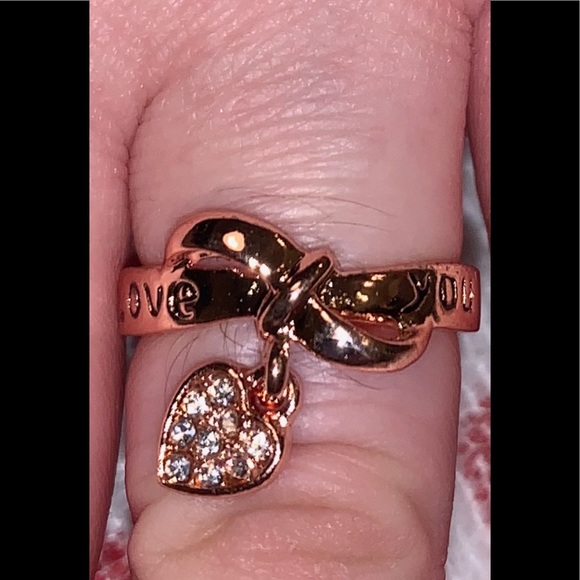 NEW! DIANTY ROSE GOLD “LOVE YOU”💗HEART CHARM RING - Picture 6 of 9